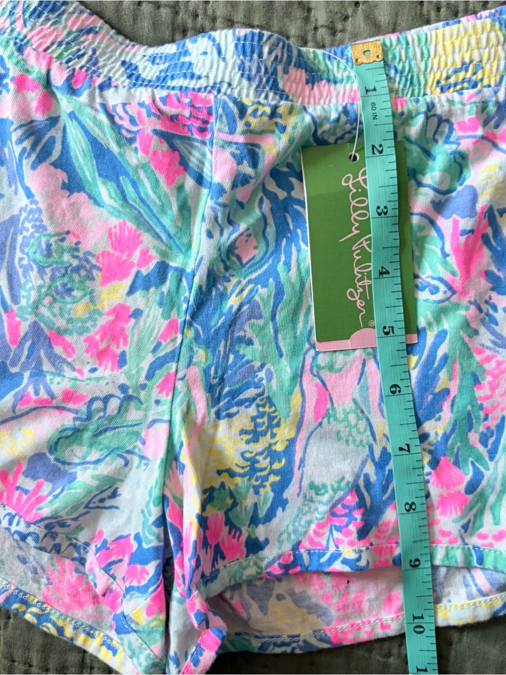 Lilly Pulitzer Ceclie Shorts Mermaids Cove Cotton Knit Pink Blue XL NWT - Picture 5 of 6